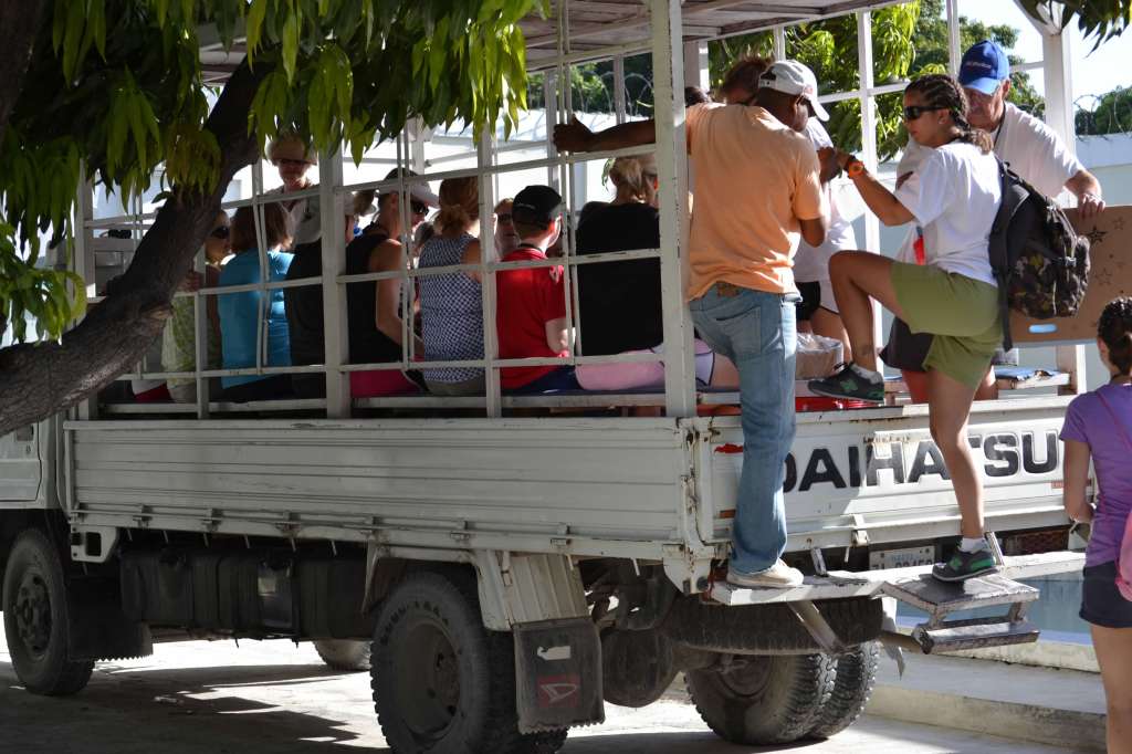 Group getting into our tap tap