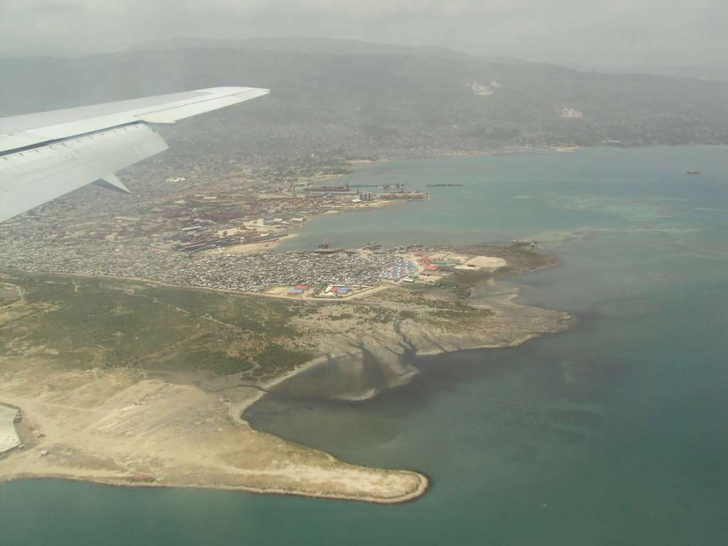 Picture from plane flying over the coast of Haiti.